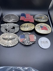 Vintage USA themed LOT OF 8 belt buckles