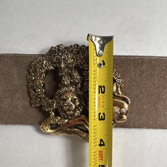 Gold Tone Lion & Floral Metal Bar Belt Buckle for Men, Fits 2 in Belt