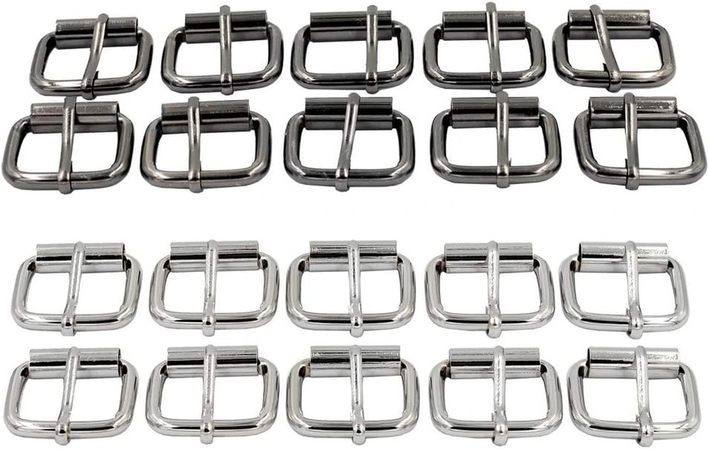 20Pcs 1 Inch Strong Belt Pin Buckle Strap Webbing Roller Buckles (Silver+Gunmeta