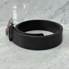 GUCCI Pre-Owned Interlocking Leather Belt Black Silver