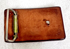 1970s Vintage Embossed Native American Thunderbird Tooled Leather Belt Buckle