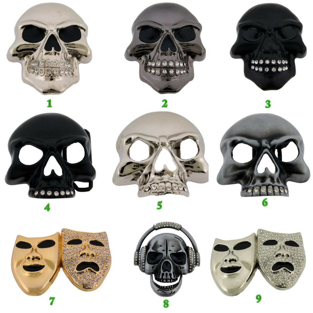 Skull Belt Buckle Unisex Grill Blinged Out Music Crystal Glam reaper Halloween