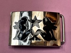 Double Mudflap Girls Belt Buckle Biker Tattoo Trucker Country Cowboy Motorcycle
