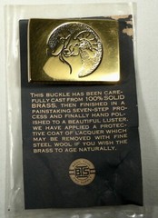 Vintage Solid Brass Big Horn Sheep Belt Buckle New in Pkg. BTS Basic Tool Supply