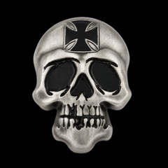 Skull Skeleton Head Metal Belt Buckles Biker Style Silver Tone Cross Gothic