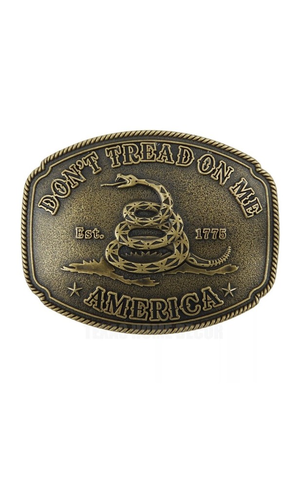 America Don&rsquo;t Tread On Me Flag Snake Belt Buckle Antique Bronze Tone DT02
