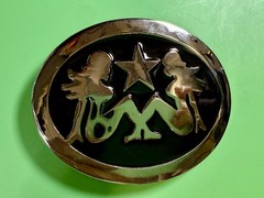 Mud Flap Girl&rsquo;s Two Sexy Woman Black & Silver Color Enamel Trucker Belt Buckle