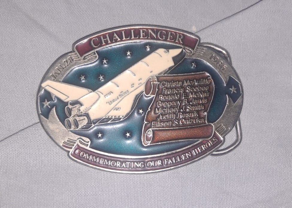 Vintage NASA Space Shuttle CHALLENGER Jan 28 1986 Commemorative Belt Buckle