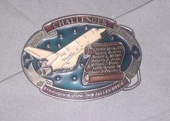 Vintage NASA Space Shuttle CHALLENGER Jan 28 1986 Commemorative Belt Buckle