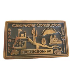 1988 Clearwater Constructors Brawley Brass Belt Buckle CAP Snake Tucson Arizona