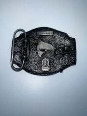 I&rsquo;d Rather Be Fishing Belt Buckle Antique Silver Enamel Inlay Fits 1.5&Prime; Belts