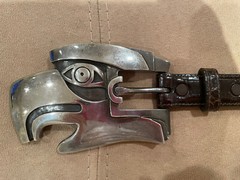 Huge! RARE! Kieselstein Sterling Eagle/Hawk Buckle W/Brown Alligator Belt Size 2
