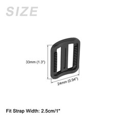 Bag Belt Glide Buckle (2.5cm/1&Prime;) 12PcsPlastic Adjustable Buckle Fasteners Black