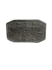 Harley Davidson Winged Skull Graphite Metal Belt Buckle Heavy Biker Motorcycle