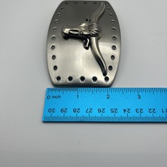 vintage STEER belt buckle CHROME metal OVERSIZED longhorn WESTERN rodeo cowboy
