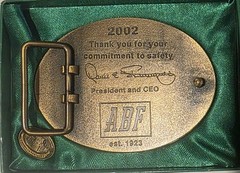 Vintage 2002 Metal Belt Buckle, Brass, ABF Freight Systems Inc, Trucking, Big