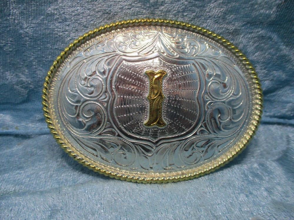 Justin Silver Monogram I Belt Buckle