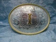 Justin Silver Monogram I Belt Buckle