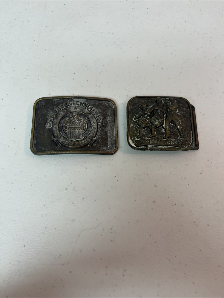 Lot Of Vintage 1976 Bicentennial Spirit of America Eagle Belt Buckle Brass Tone