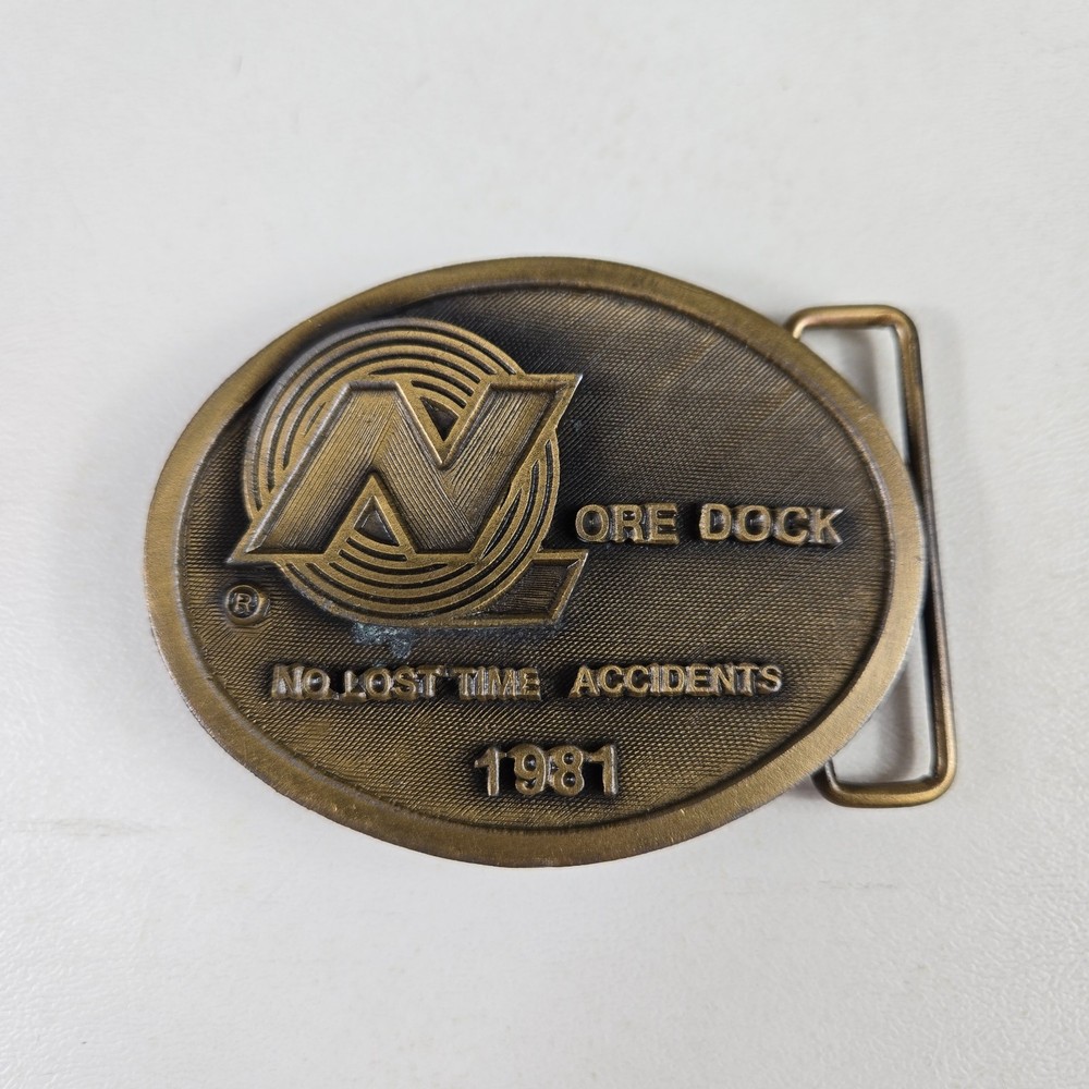 1981 Ore Dock No Lost Time Accidents Railroad Railway Norfolk Award Belt Buckle