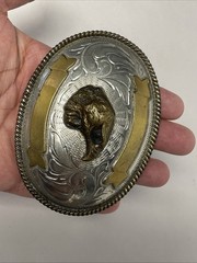 Huge Mexico Alpaca Silver Eagle Head Buckle Belt Vintage 4.25&Prime; Long 96 grams