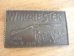 Vintage WINCHESTER REPEATING ARMS NEW HAVEN CONN Brass Belt Buckle