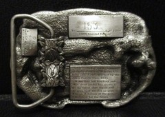 Dodge City Kansas SAM&rsquo;S SHOE STORE 1985 Pewter Belt Buckle Allen Cowboyboy Boots