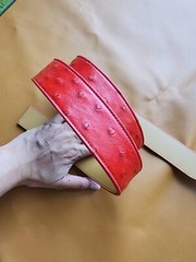 3.8CM Red 100% Genuine Body Ostrich Leather Skin Men Belt Buckle- Handmade
