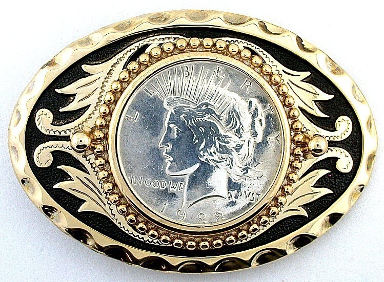 Oval Gold Color Southwest 1922 Peace Silver Dollar Belt Buckle EPBB214/61423