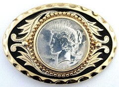 Oval Gold Color Southwest 1922 Peace Silver Dollar Belt Buckle EPBB214/61423
