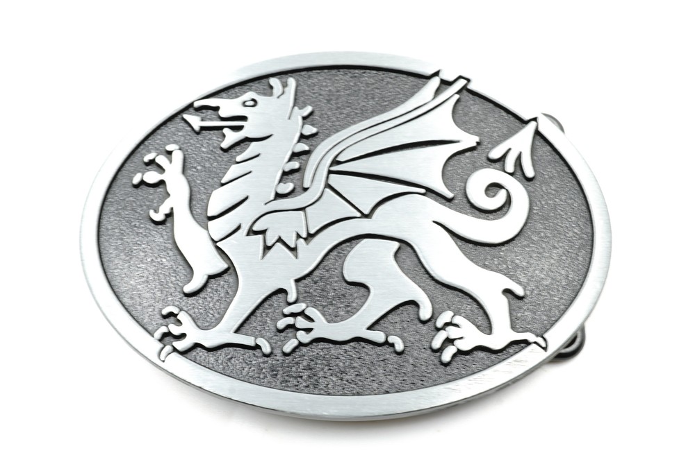 Medieval Dragon Black/Silver Metal Belt Buckle