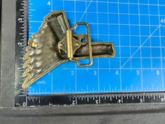 Winged Gun Flying Pistol Handgun Figural Cutout Brass Tone 4&Prime; Wide Belt Buckle