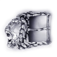 Lion Angry Head Sterling Silver Belt Buckle