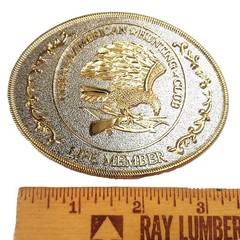 NORTH AMERICAN HUNTING CLUB Belt Buckle Gold & Silver Tone Eagle Bow Arrow Rifle
