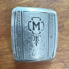 Vintage 40s Silver & Metal Interchangeable Belt Buckle Engraved Monogram M
