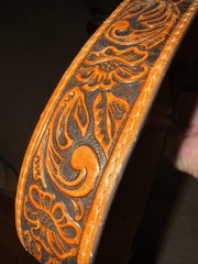 Justin Leather Kids Belt Size 22 Brown Tooled No Buckle