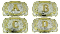 New Men Women Western Initial Rodeo Letter A-Z Silver Gold Metal Antiqued Mirror