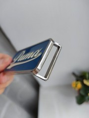 Vintage Puma Belt Buckle Blue White Enamel Script Logo Retro Sportswear Accessor