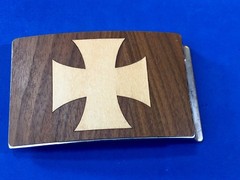 Mixed Wood Artisan? Iron cross QUALITY Vintage Belt Buckle