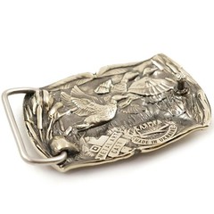German silver belt buckle « Duck hunting », Trophy belt buckle, Hunter belt buckle