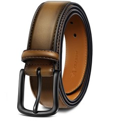 BULLIANT Men Belt-Leather Belt 7 Holes 38&Prime;-40&Prime;Waist Adjustable, Tawny4703