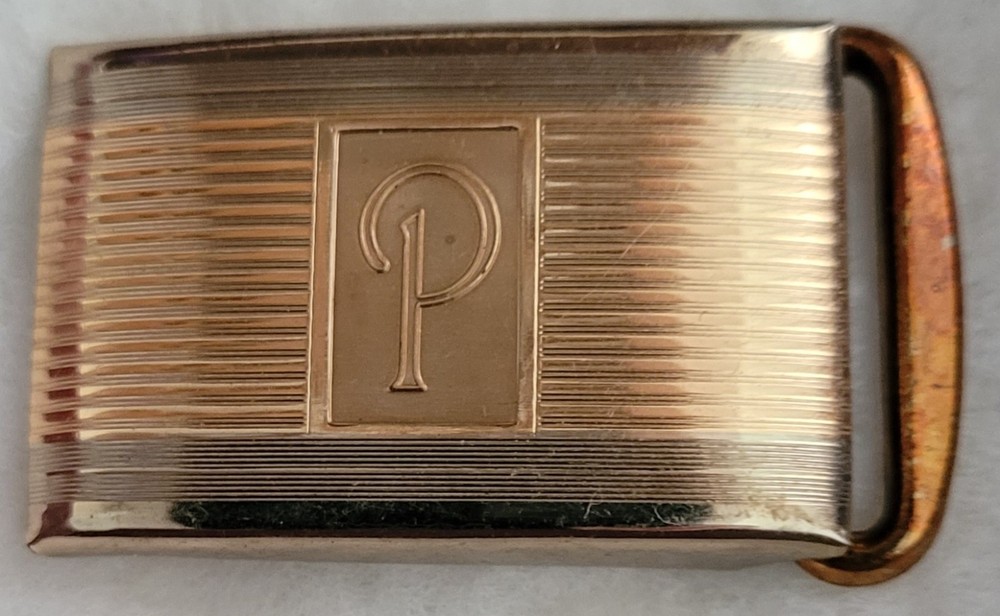 Belt Buckle 1940s art deco period Hickok « P » monogram. See Description
