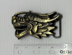 “NEW” Unique Brass Tone Metal 3D Dragon Head Western Belt Buckle