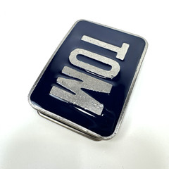 Vintage Metal Belt Buckle Blue Name Tom