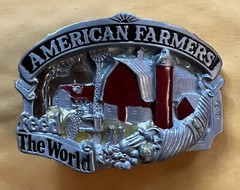 AMERICAN FARMERS FEED THE WORLD BELT BUCKLE NEW APPROXIMATELY 3 1/8&Prime; X 2 1/4&Prime;