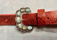 Rare “ Ranger B “ Buckle Including Hand Made Cowhide Belt, By Bonfe Leather