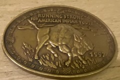 Gold Tone Oval Native American Buffalo Western Belt Buckle 1997 1.5&Prime;
