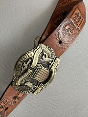 USA commerative 200th anniversary leather belt & buckle, Sz M 34-36, America!