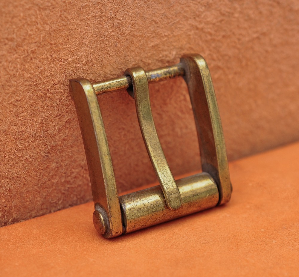 Novelty Mens Retro Solid Brass Single Prong Pin Metal Roller Belt Buckle 32mm