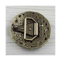 Vintage Yellow Studded Round Belt Buckle – Boho Retro Metal Buckle